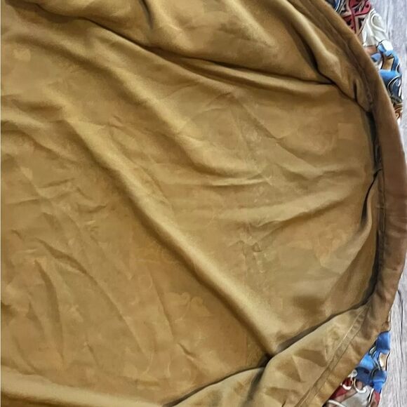 Silk Blend Asian style Cropped Jacket Royal Blue Gold Figures Sz L - Picture 4 of 6